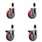 Service Caster 5'' Red Poly Wheel Swivel 1-3/8'' Expanding Stem Caster Set 2 Brakes, 4PK SCC-EX20S514-PPUB-RED-2-PLB-2-138 - alternate 1